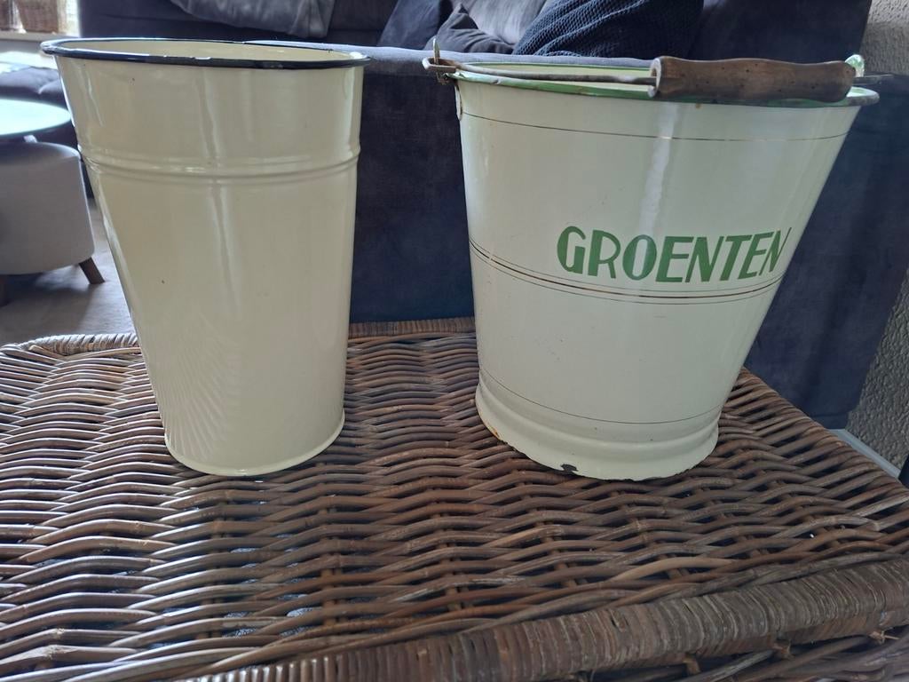 Vintage emaille emmers: groenten en bloemen, Ophalen