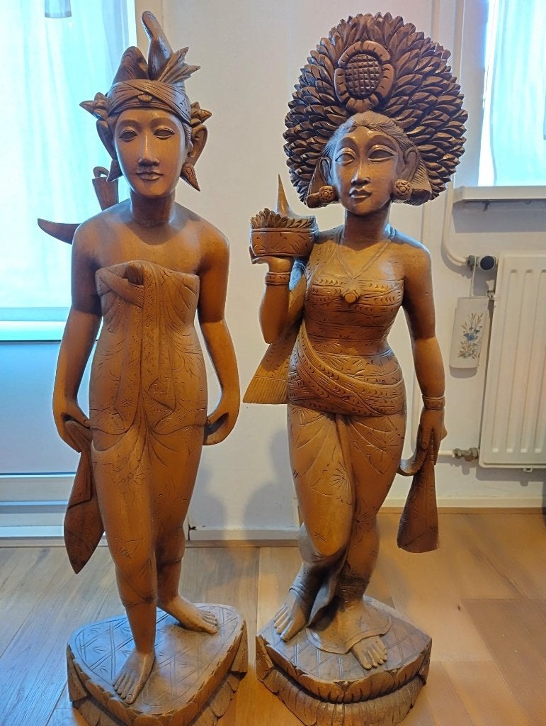 Uniek Balinees bruidspaar - Houtsnijwerk set (101 & 103 cm), Ophalen, Overige onderwerpen, Houtsnijwerk, Handgemaakt