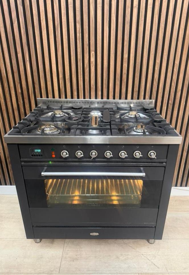 Luxe Antraciet Boretti Fornuis 90 cm (Gratis bezorgen), Witgoed en Apparatuur, Fornuizen, 5258sh, 60 cm of meer, Ophalen of Verzenden