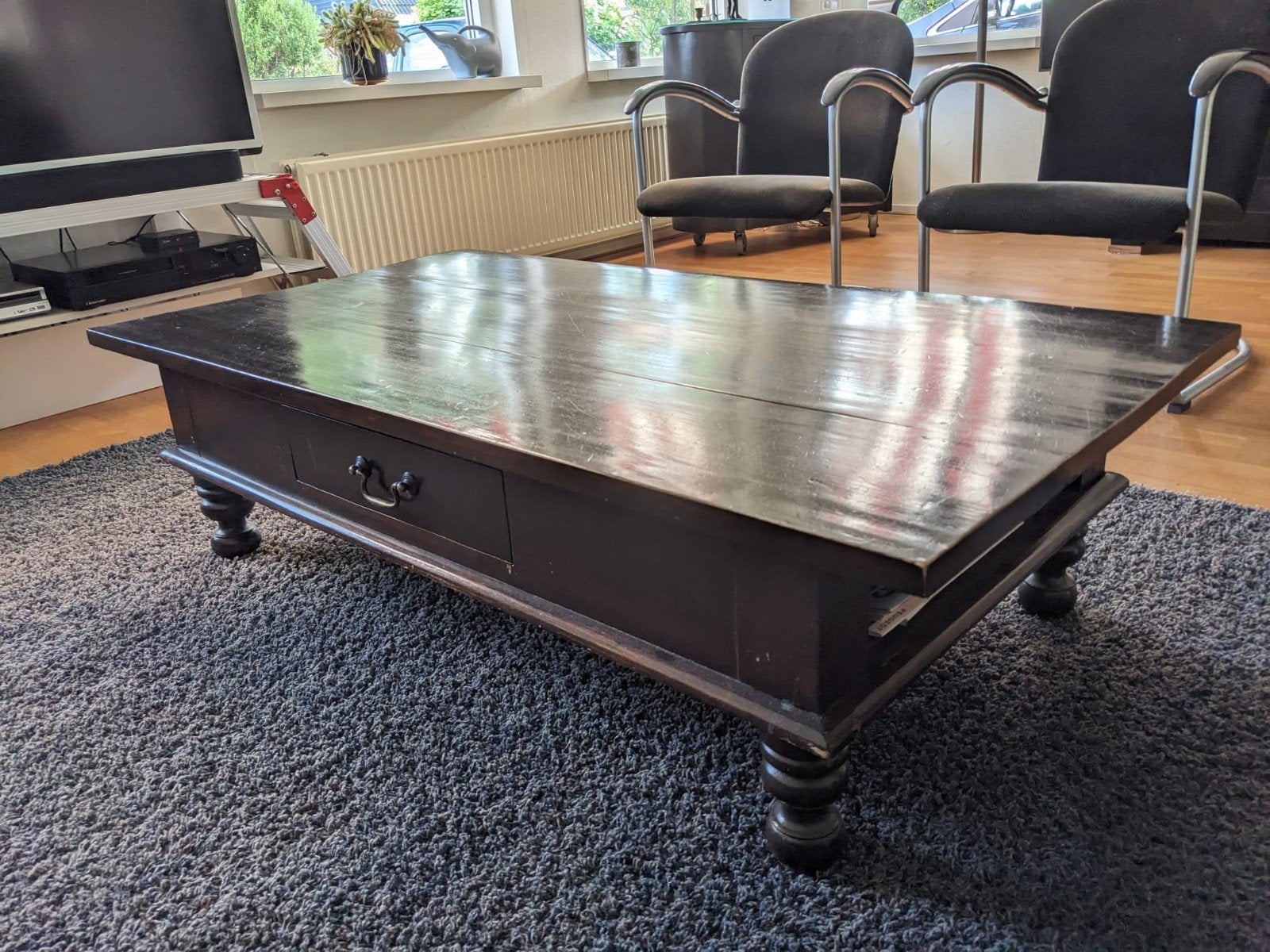Salontafel massief hout 130 cm, Ophalen, Gebruikt, 100 tot 150 cm, 50 tot 100 cm