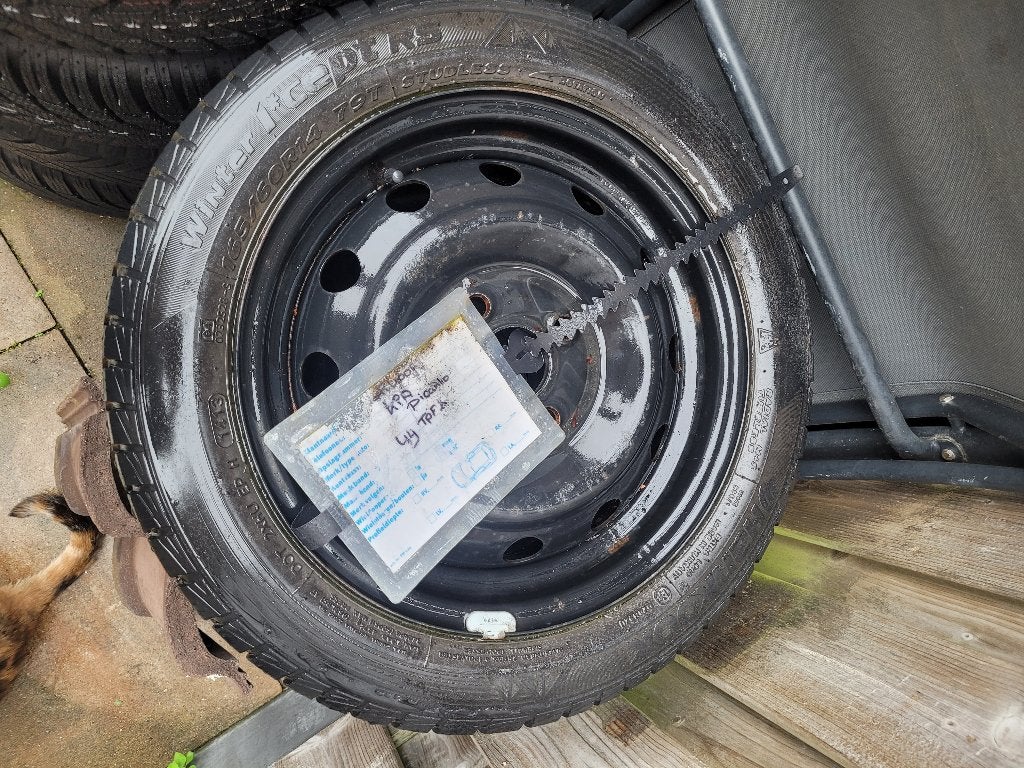 4 Stalen velgen met wieldoppen R14, Ophalen, 14 inch, Gebruikt, Velg(en)