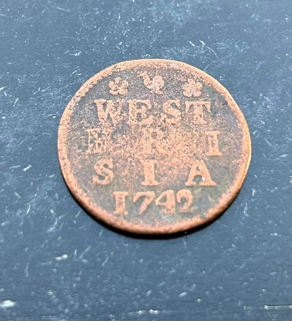 1 Duit West Frisia Friesland 1742, Postzegels en Munten, Munten | Nederland, Ophalen of Verzenden, Vóór koninkrijk, Overige waardes