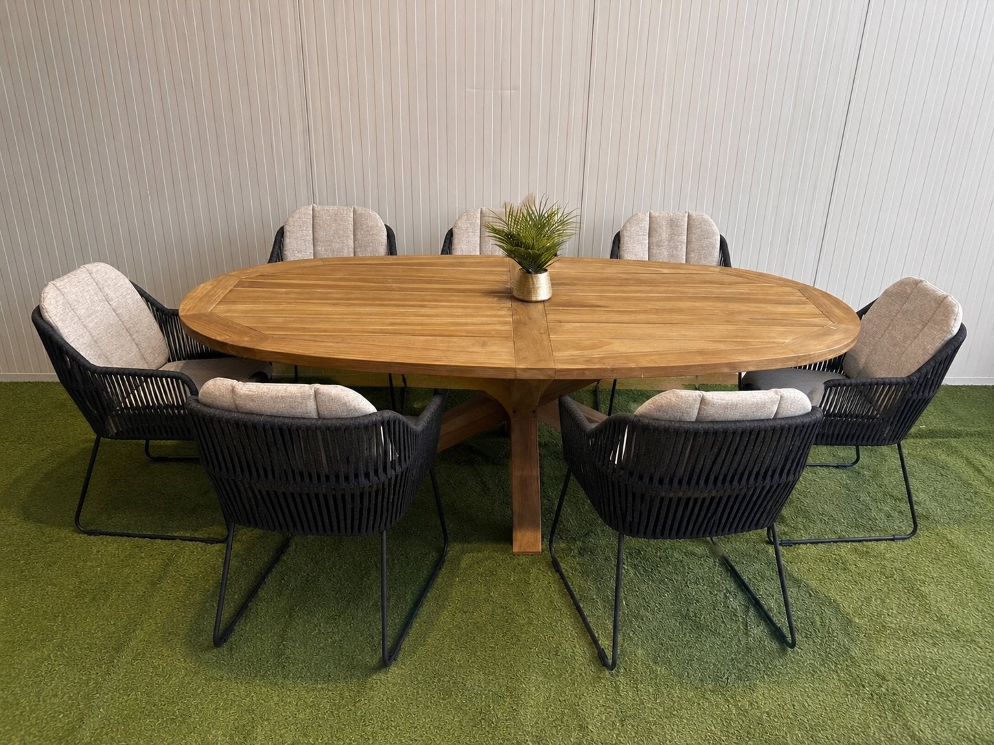 Nieuwe Teakhouten Tuintafel Ovaal met 6 LIFE Style Stoelen