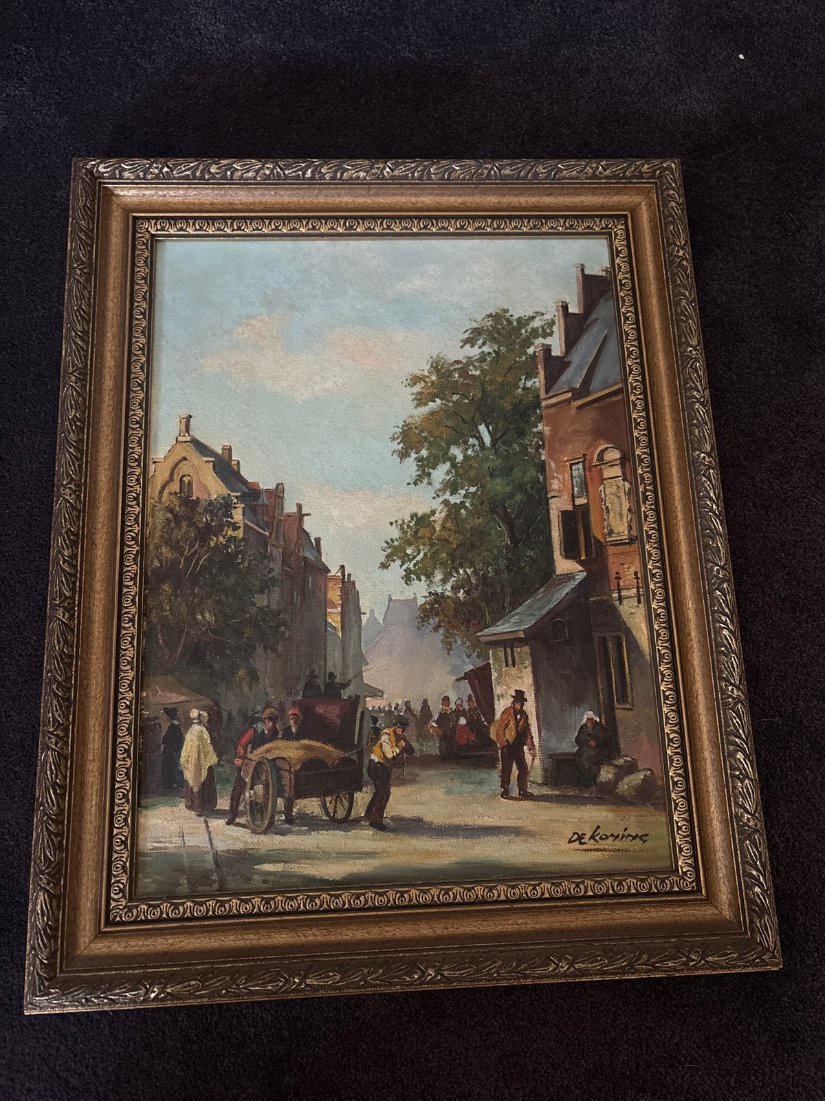 Klassiek Stadsgezicht Olieverfschilderij Gesigneerd, Doek, Ophalen of Verzenden, Gesigneerd, Olieverf