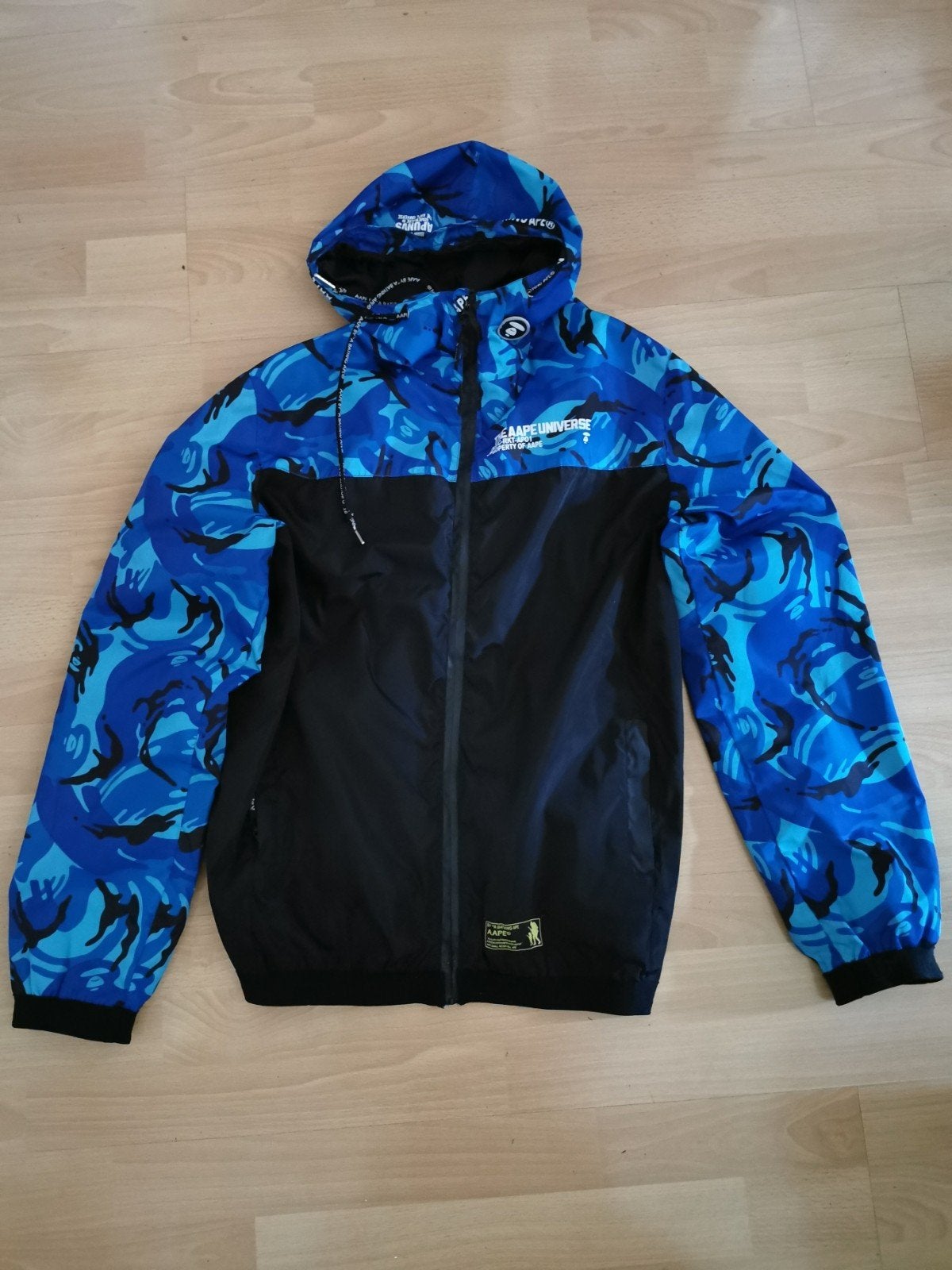 AAPE BAPE Ape dunne Zomerjas Zwart Blauw Camouflage camo (L), Ophalen of Verzenden, Gedragen, Maat 52/54 (L), Blauw