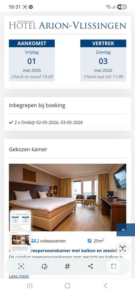 Boeking 1 mei tot 3 mei fletcherhotel Vlissingen, Tickets en Kaartjes, Hotelbonnen, Twee personen, 2 overnachtingen