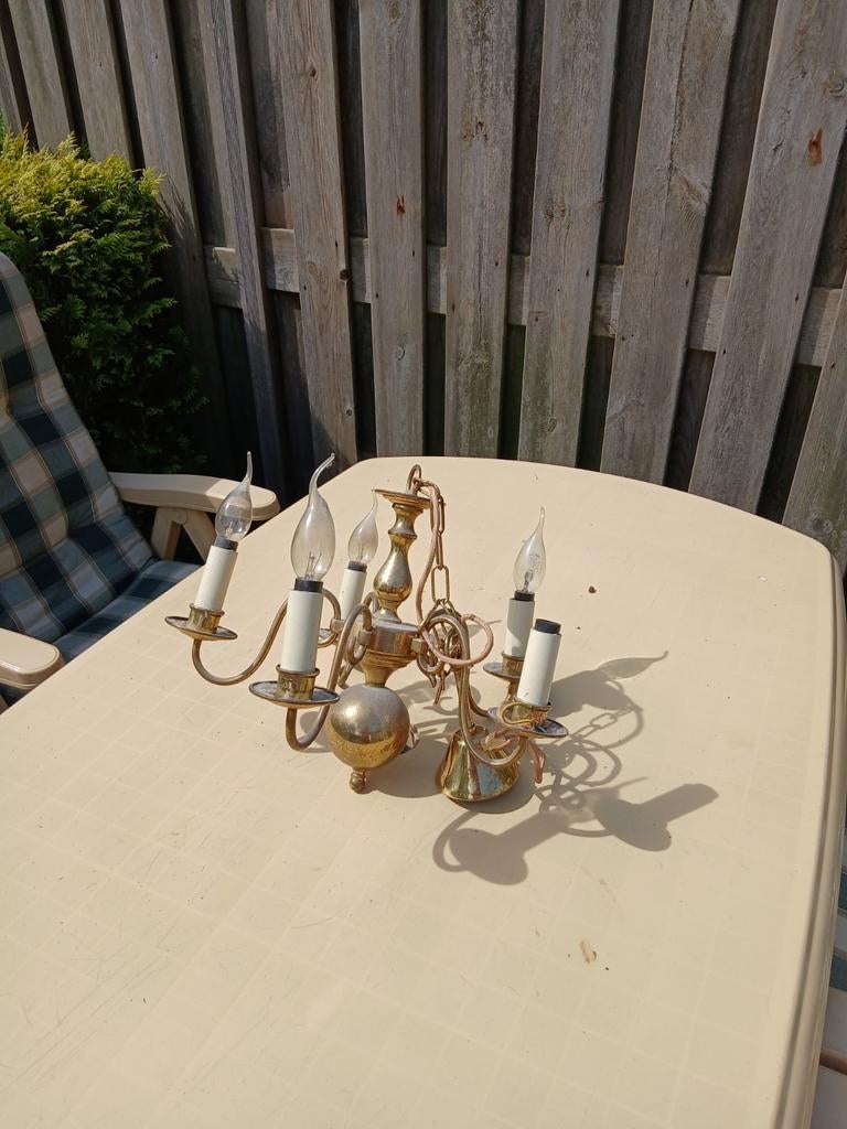 Antieke Kroonluchter - Klassieke Messing Hanglamp, Antiek en Kunst, Ophalen