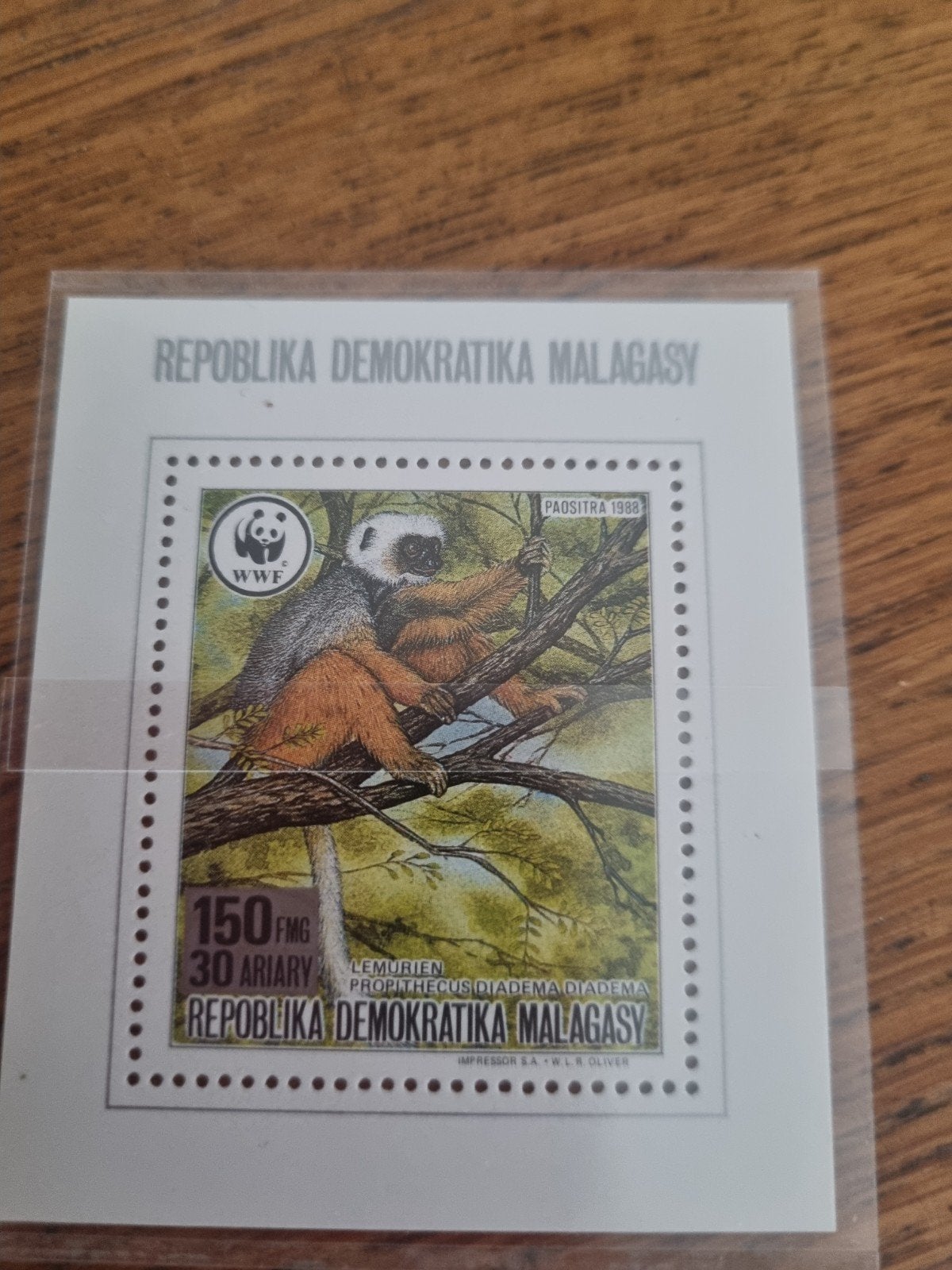 Madagaskar postzegel 1988 - Lemurien WWF, Ophalen of Verzenden