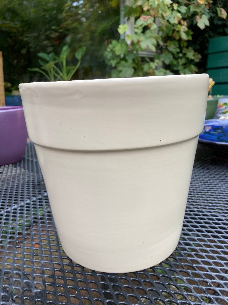 grote beige bloempot 21,5 x 20,5 cm, Ophalen, Rond, Binnen, Aardewerk