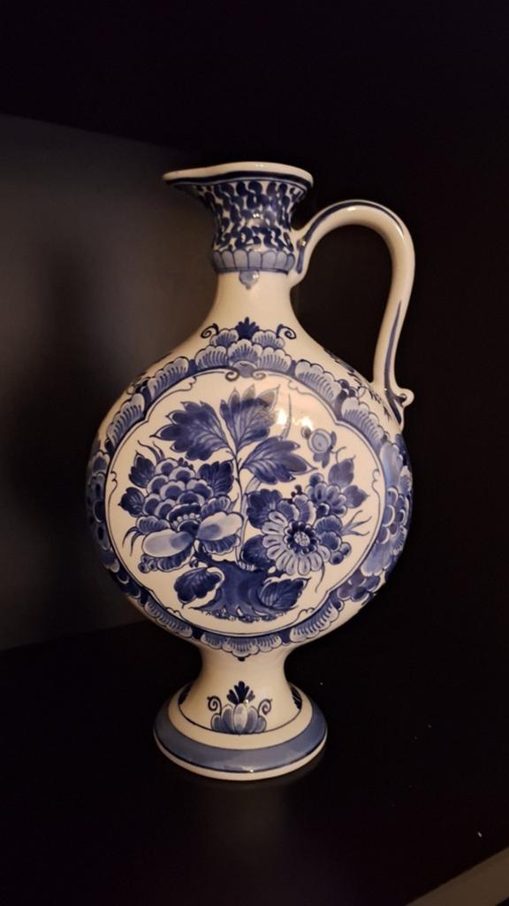 Delfts Blauwe Flesvaas met Bloemmotief, Antiek en Kunst, Ophalen