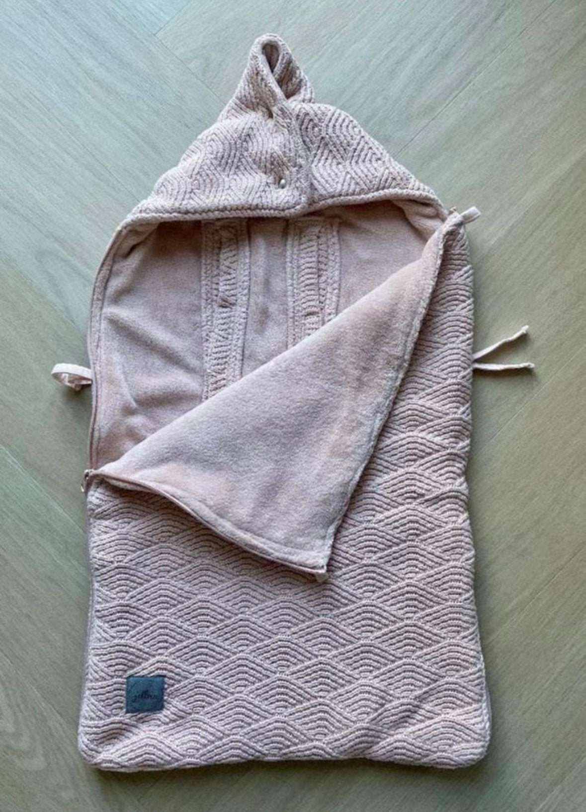 Jollein voetenzak River Knit Pale Pink kinderwagen autostoel, Jollein, Ophalen of Verzenden, Zo goed als nieuw, Voetenzak