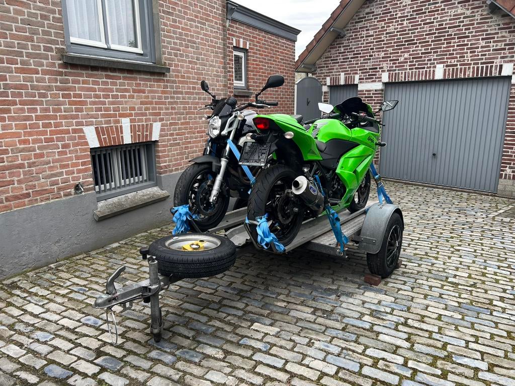 Motortrailer 1of2 motoren|€15/ dag| incl. slot& reservewiel, Diensten en Vakmensen, Aanhangwagen