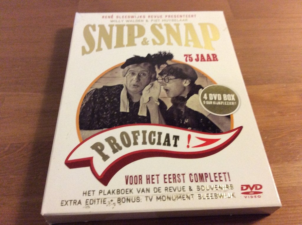 Snip & Snap 75 jaar. 4-dvd box, Stand-up of Theatershow, Alle leeftijden, Zo goed als nieuw, Ophalen of Verzenden