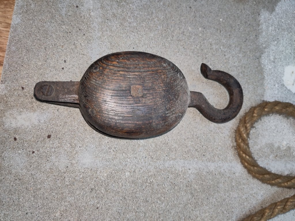 Houten blok katrol, Ophalen of Verzenden, Gebruikt, Tuigage en Masten, Zeilboot