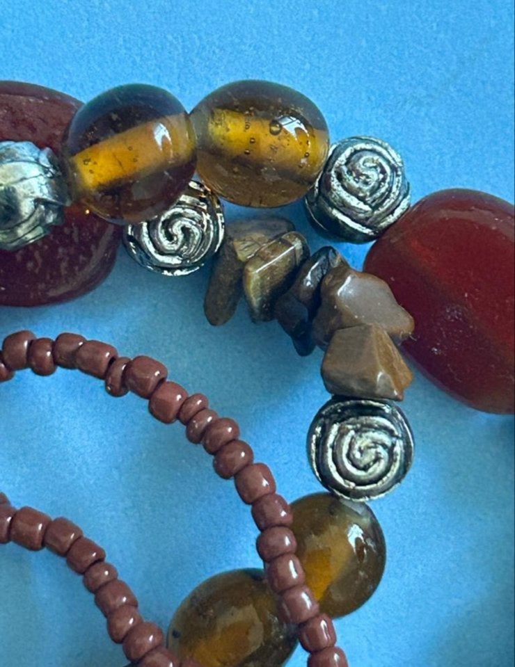 Amberkleurige Rozketting Rosary, Verzenden, Zo goed als nieuw, Bruin, Overige materialen