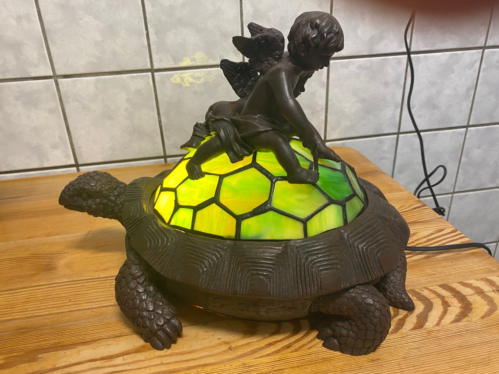 Tiffany Schildpad GROOT 35x28cm vaste prijs 89 euro, Ophalen of Verzenden, Zo goed als nieuw, Glas