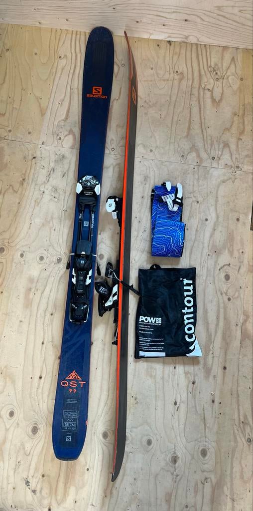 Toerski van Salomon QST 99  met framebindingen en skins, Sport en Fitness, Skiën, Ski's, 180 cm of meer, Gebruikt