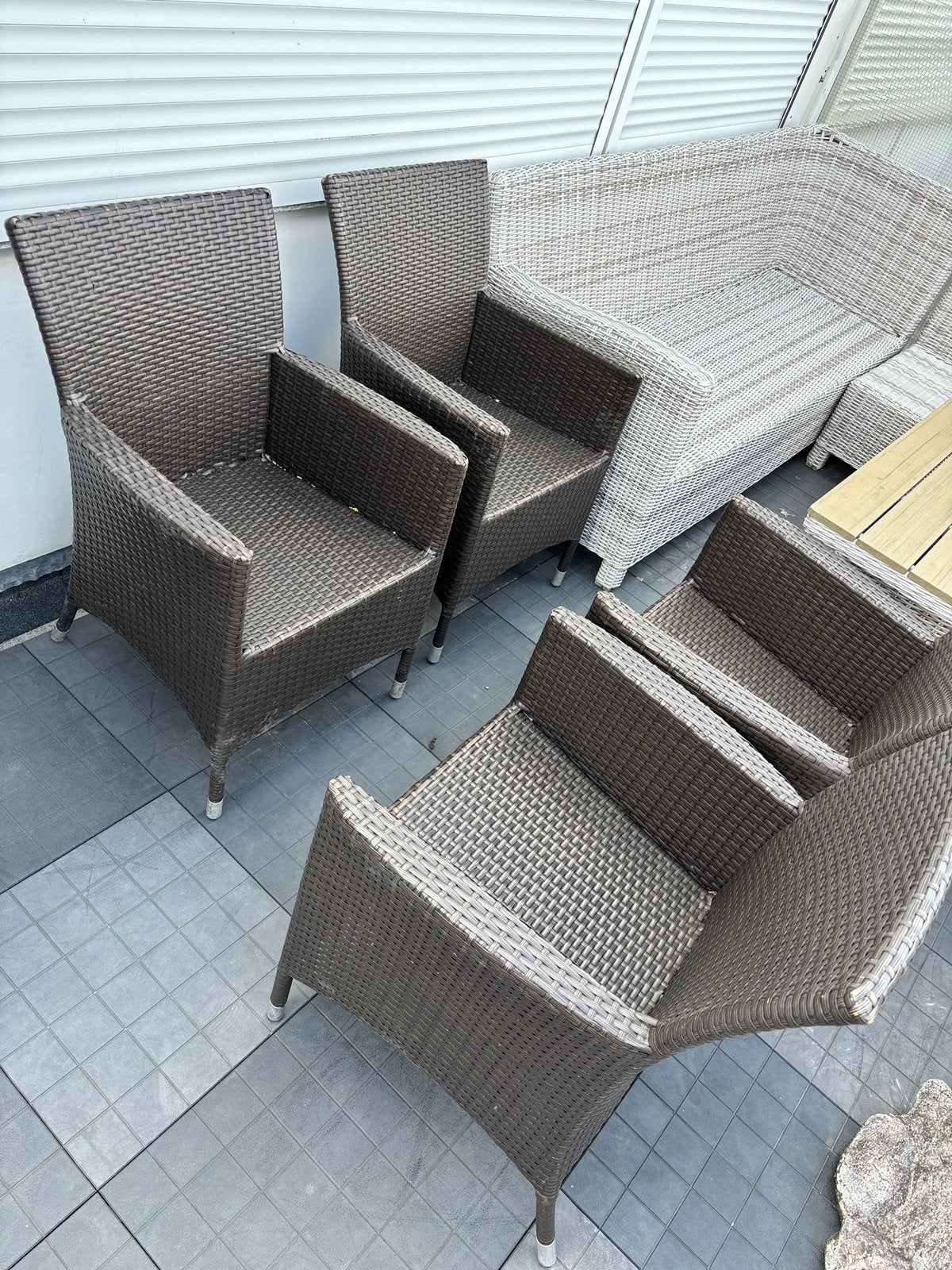 4 wicker tuinstoelen bruin, Ophalen of Verzenden, Gebruikt, Wicker