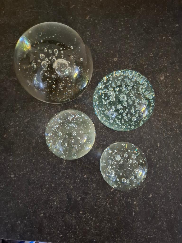 glazen bollen met luchtbellen, presse papier, Ophalen, Zo goed als nieuw