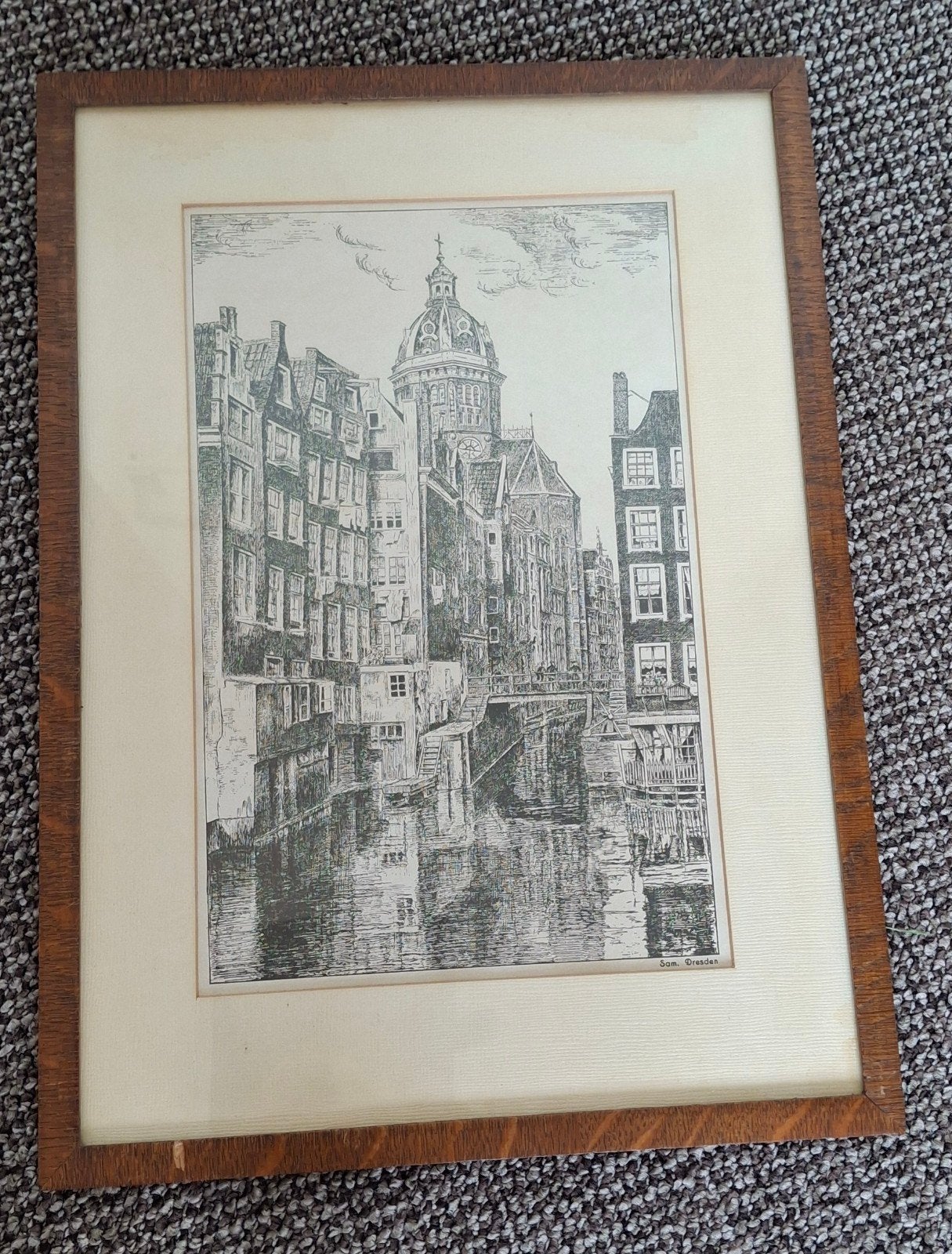 Ets van Sam Dresden, Antiek en Kunst, Kunst | Etsen en Gravures, Ets, Stadsgezicht, 1900 - 1949, Gesigneerd
