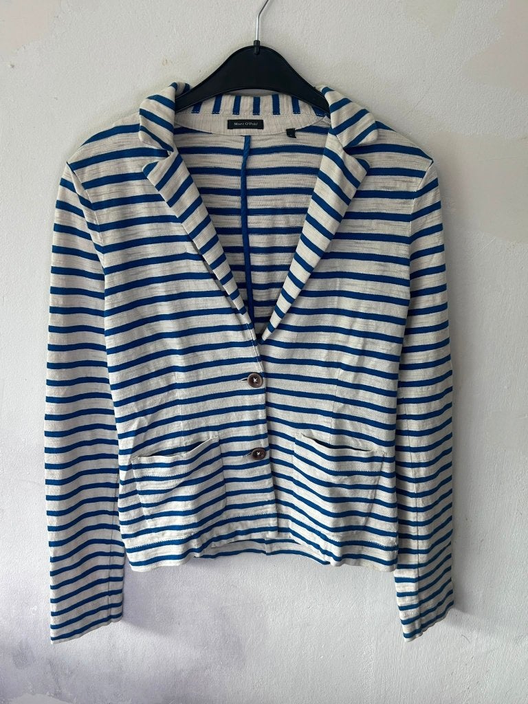 Marc O’Polo blazer dames blauw wit gestreept katoen S 36, Blauw, Ophalen of Verzenden, Zo goed als nieuw, Jasje