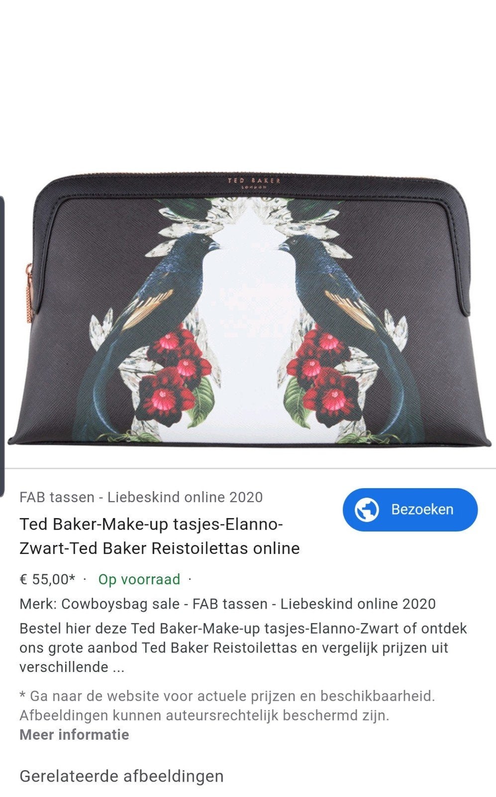 Ted baker Makeup tas makeuptasje zwart leer, Ophalen of Verzenden, Zo goed als nieuw, Ogen