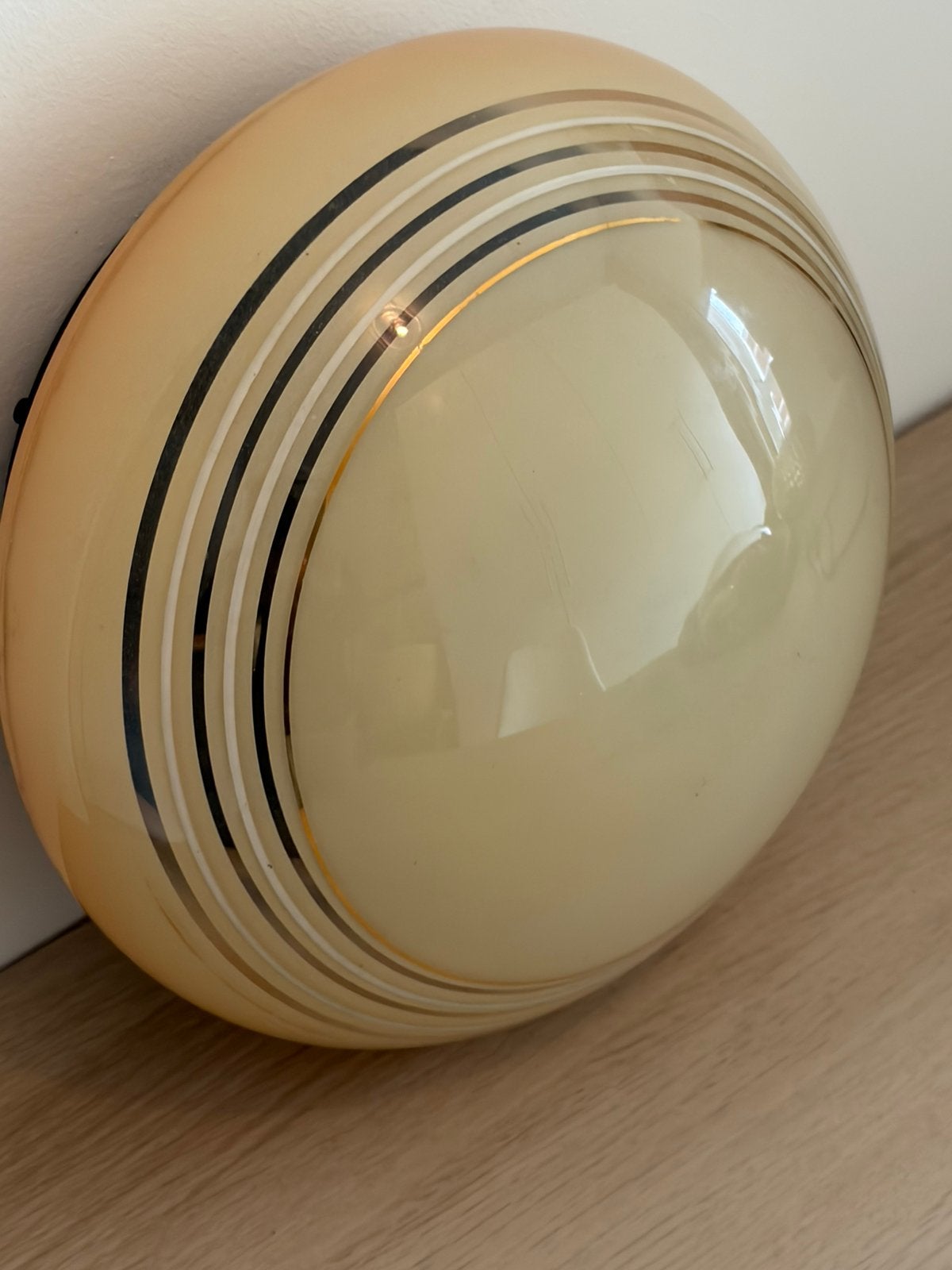 Vintage glazen plafondlamp, Huis en Inrichting, Lampen | Plafondlampen, Ophalen of Verzenden, Zo goed als nieuw