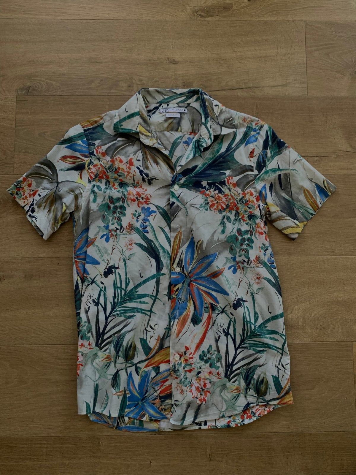 Zara Heren Hawaii overhemd met bloemenprint, Ophalen of Verzenden, Zo goed als nieuw, Meerkleurig, Halswijdte 38 (S) of kleiner
