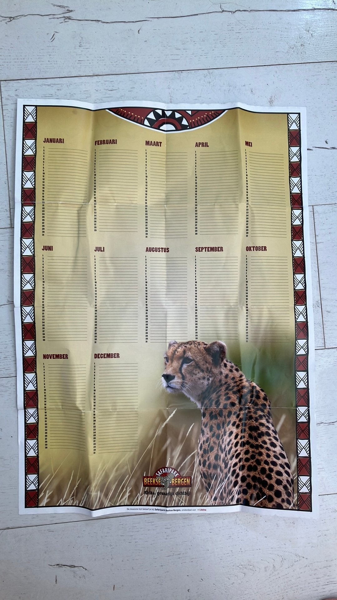 Verjaardag kalender poster groot luipaard, Ophalen of Verzenden, Zo goed als nieuw