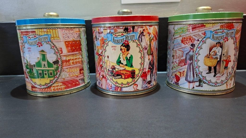 Retro set van 3 Albert Heijn Bewaarbussen, Verzamelen, Ophalen of Verzenden, Gebruikt, Overige, Overige merken
