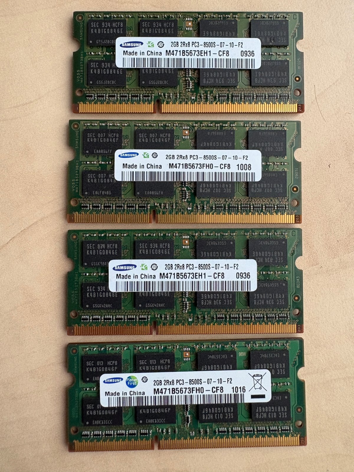4X 2GB 2Rx8 PC3-8500S-07-10-F2 iMac, Computers en Software, RAM geheugen, DDR3, Ophalen of Verzenden, Zo goed als nieuw, Desktop