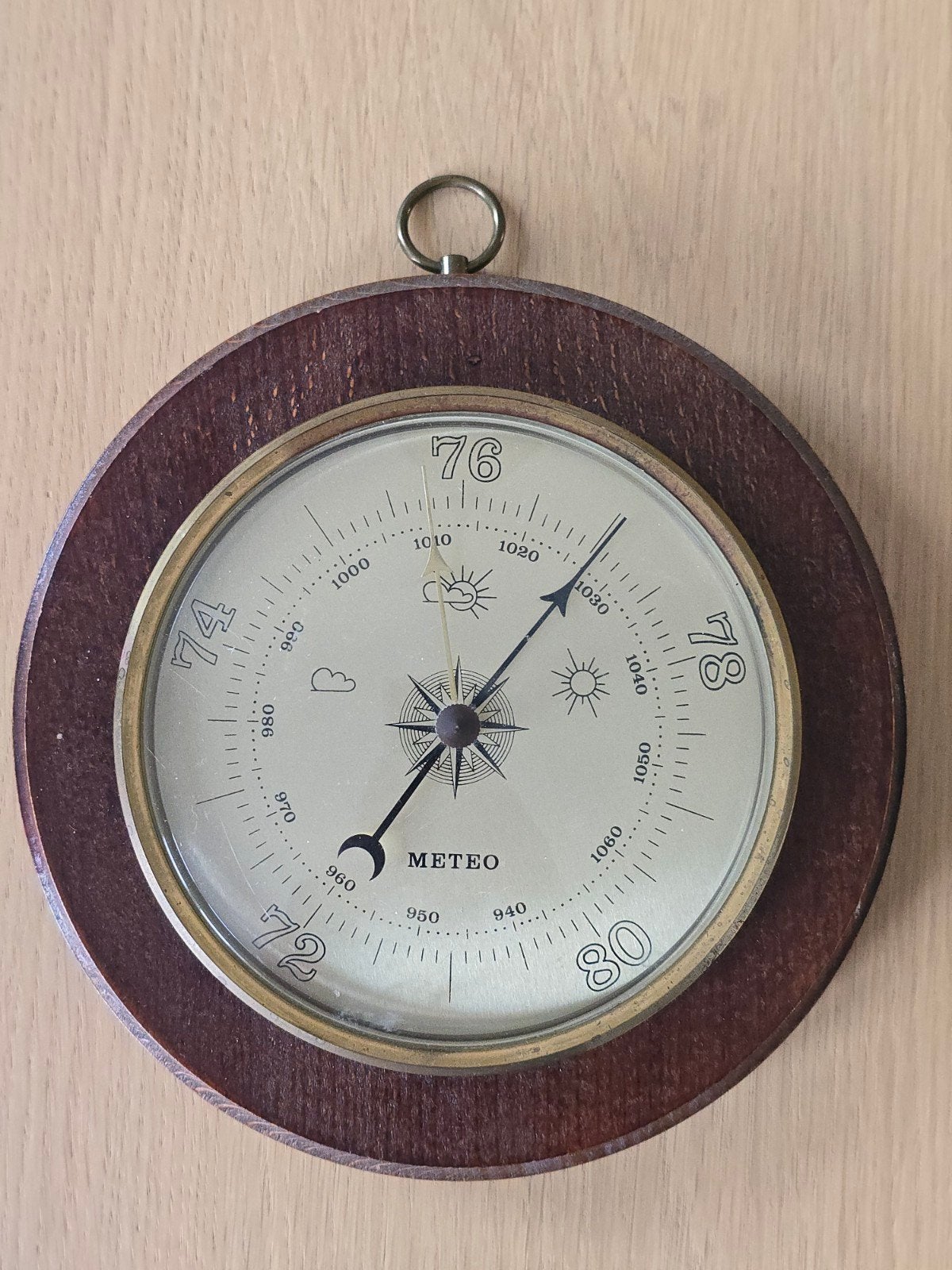 Grote Vintage TFA Dostmann Barometer op houten plaat €19 !!, Ophalen of Verzenden, Zo goed als nieuw, Barometer