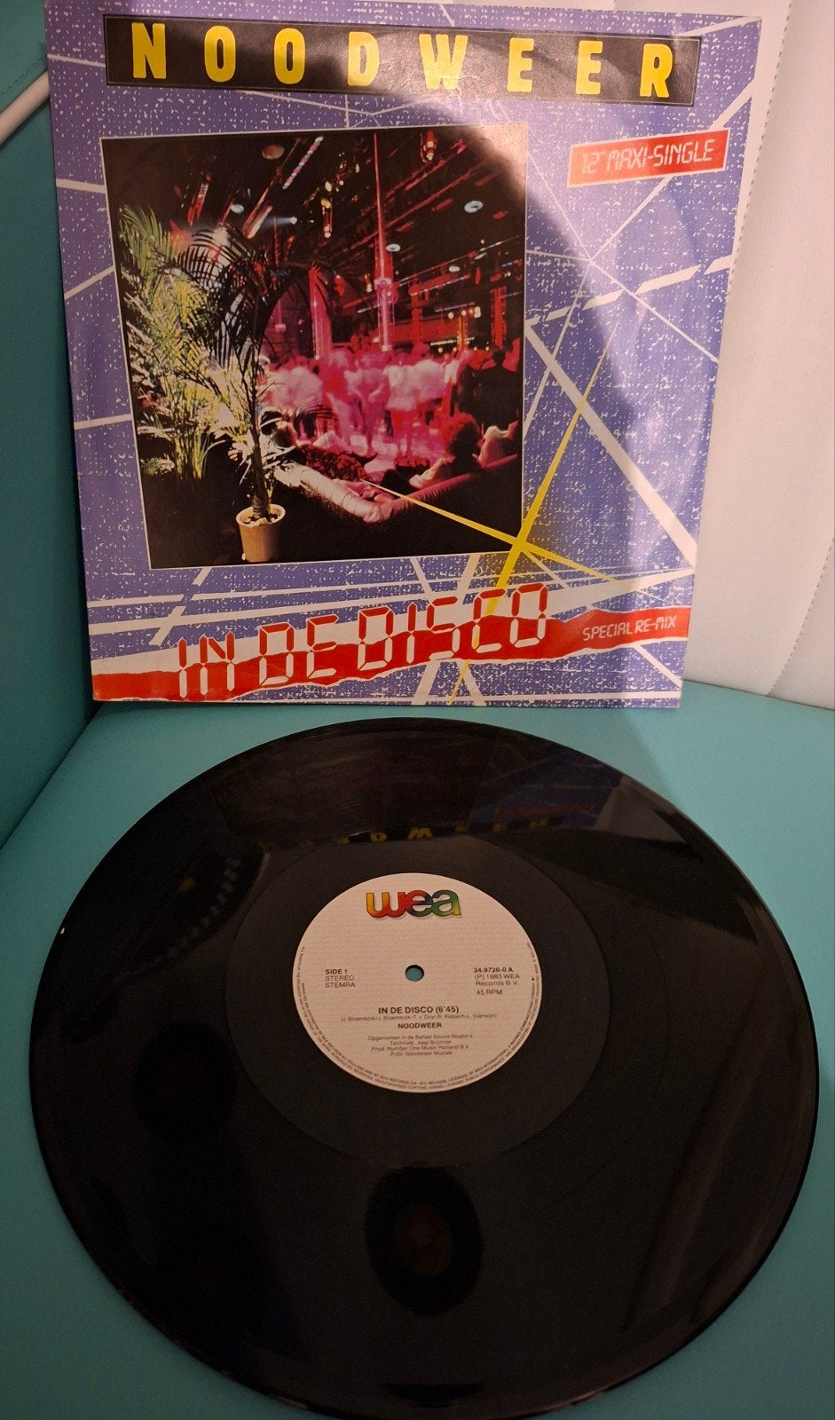Noodweer - In De Disco (12" Maxi-Single, Special Re-Mix)1983, Gebruikt, 1980 - 1989, Ophalen of Verzenden, Fotohoes