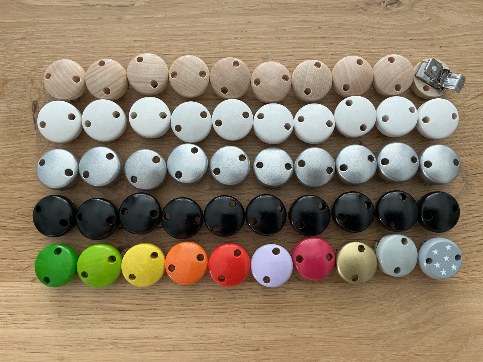 50 Houten speenclips 30mm - Diverse kleuren, Ophalen of Verzenden, Nieuw, Overige typen