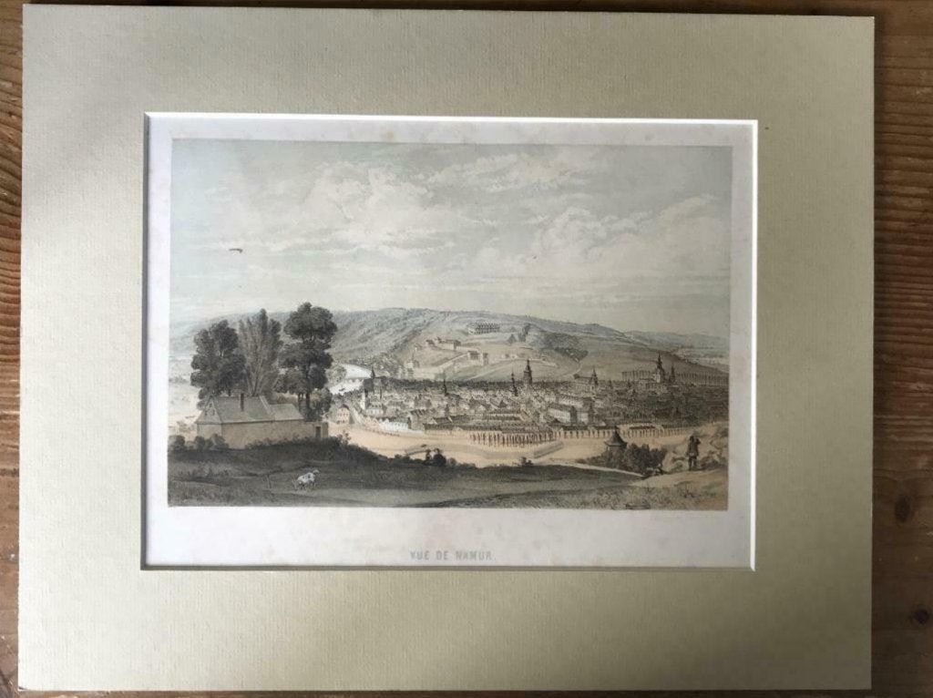 Zicht op Namen (belgie) / Vue de Namur 1850 - P0406, Ophalen of Verzenden, Ets, 1800 - 1899