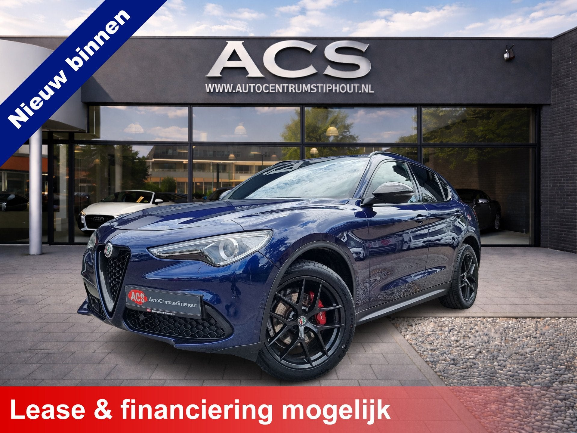 Alfa Romeo Stelvio 2.0 T AWD Sport Edition | Super uitvoerin, Auto's, Alfa Romeo, Zwart, 4 cilinders, Blauw, Leder