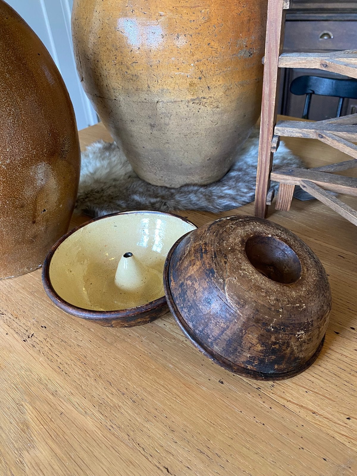 Brocante set oude aardewerken pudding vormen, Ophalen of Verzenden