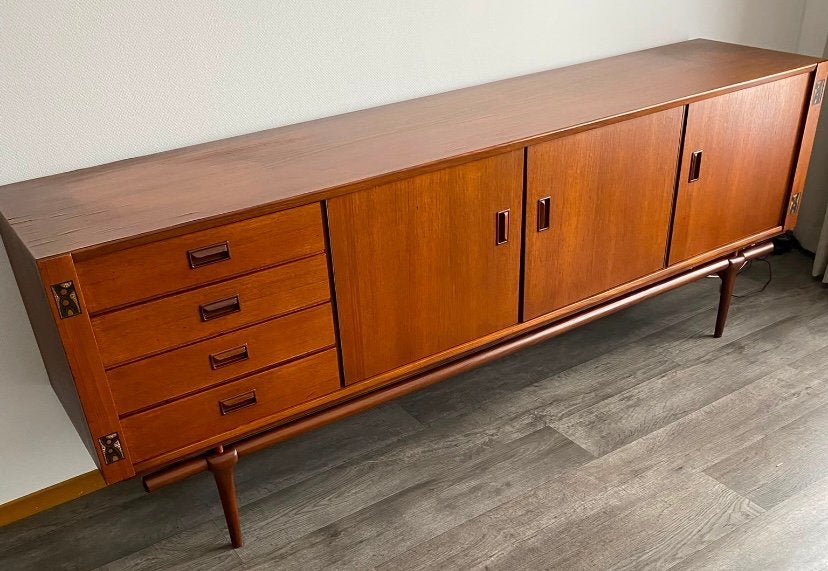 Vintage teak Dressoir design Louis van Teeffelen Vintage, Ophalen, Zo goed als nieuw, 25 tot 50 cm, Teakhout