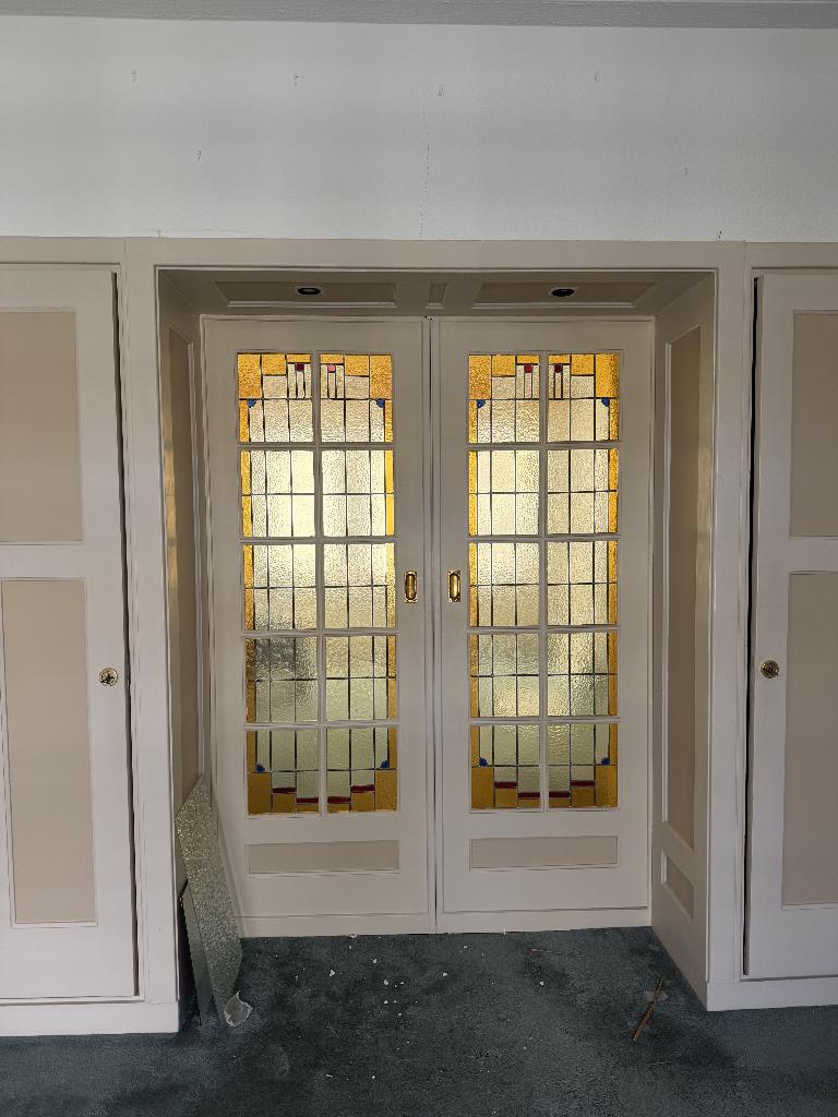 Schuifdeuren glas in lood, Doe-het-zelf en Verbouw, Deuren en Horren, Ophalen, Gebruikt, Binnendeur, Schuifdeur