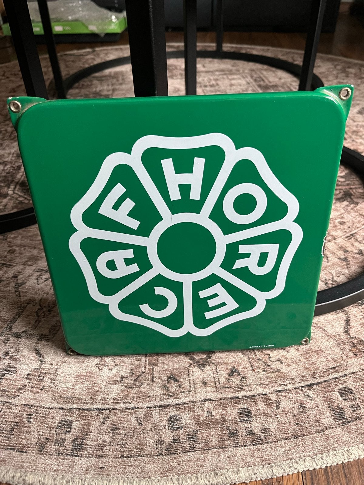 Vintage HORECAF emaille bord - Langcat Bussum, Ophalen of Verzenden
