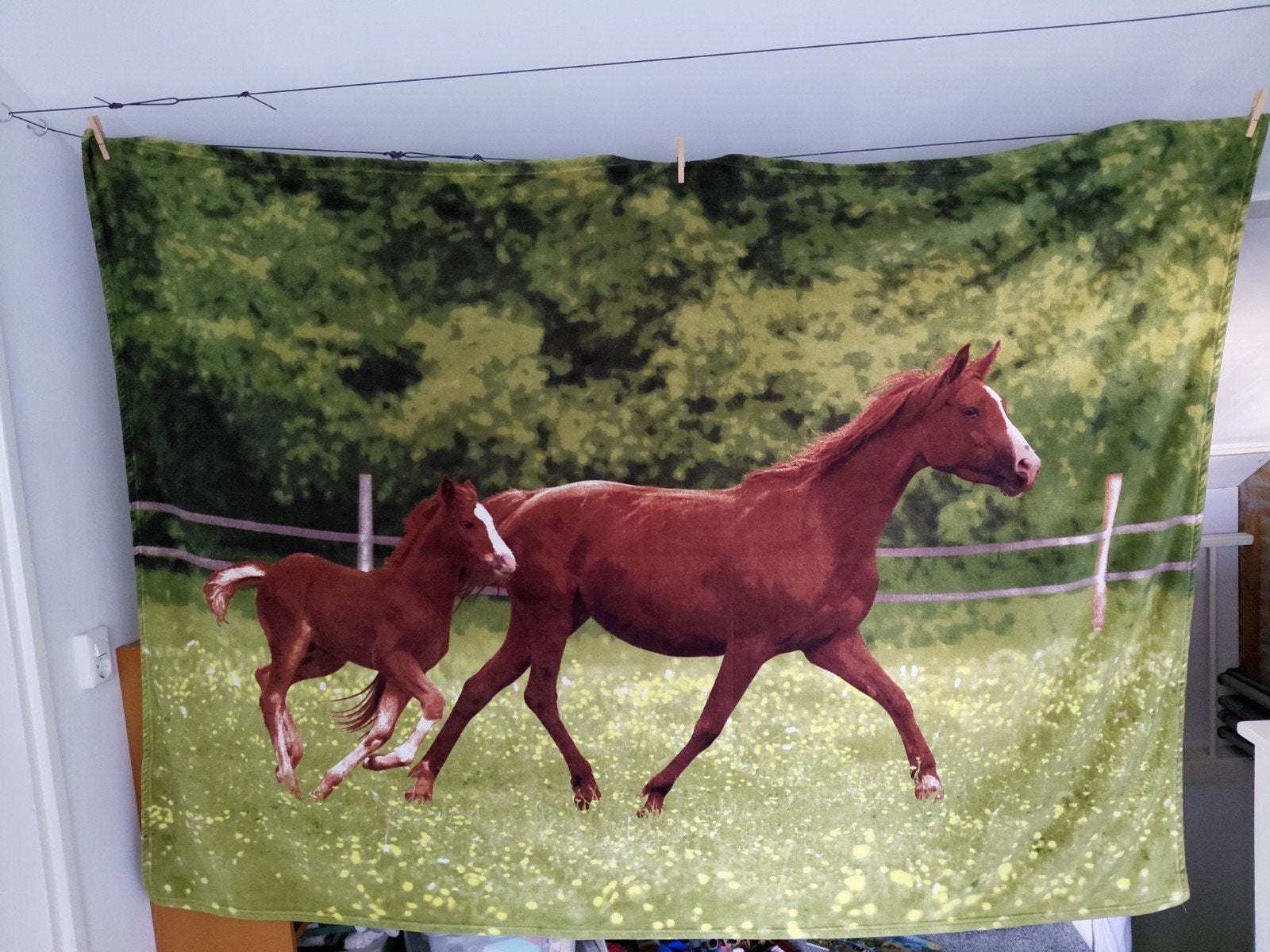 grote fleece deken met paarden 200x140 5 euro, Fleecedeken, 200 cm, 140 cm, Ophalen of Verzenden