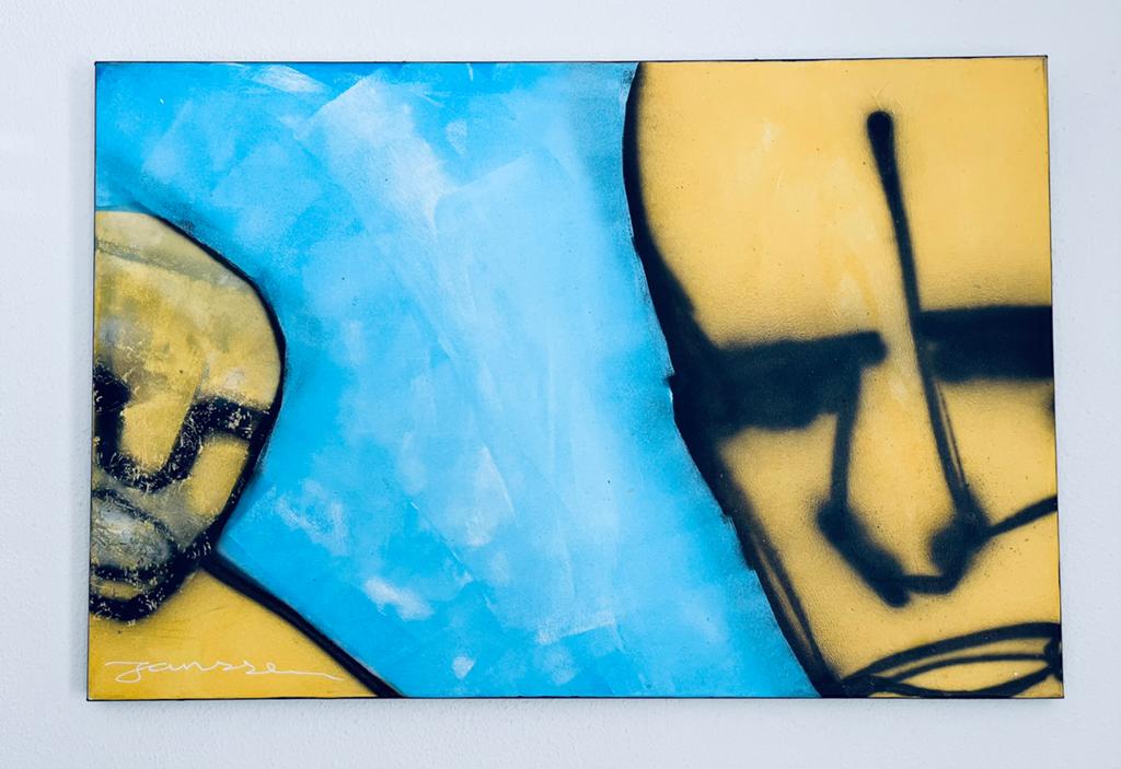 Schilderij Edwin Janssen, “2 Guys in the Blue Sky”, Ophalen