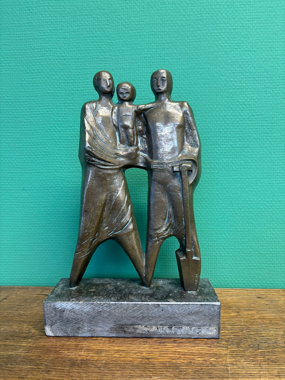 Abstract bronzen beeld koppel gesigneerd door Verlee, Ophalen of Verzenden, Brons
