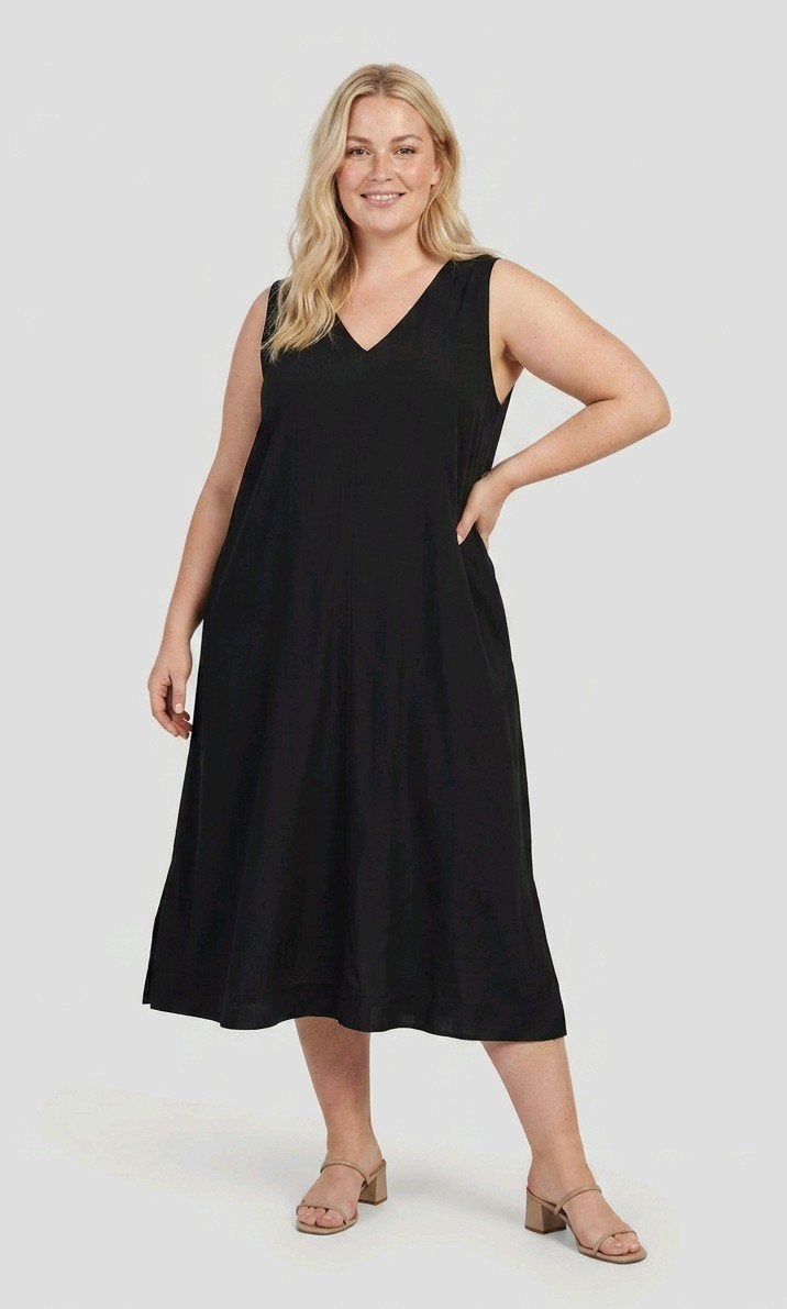 Zwarte V-hals jurk Carjoanna van Only Carmakoma Maat 46, O, O, Maat 46/48 (XL) of groter, Nieuw