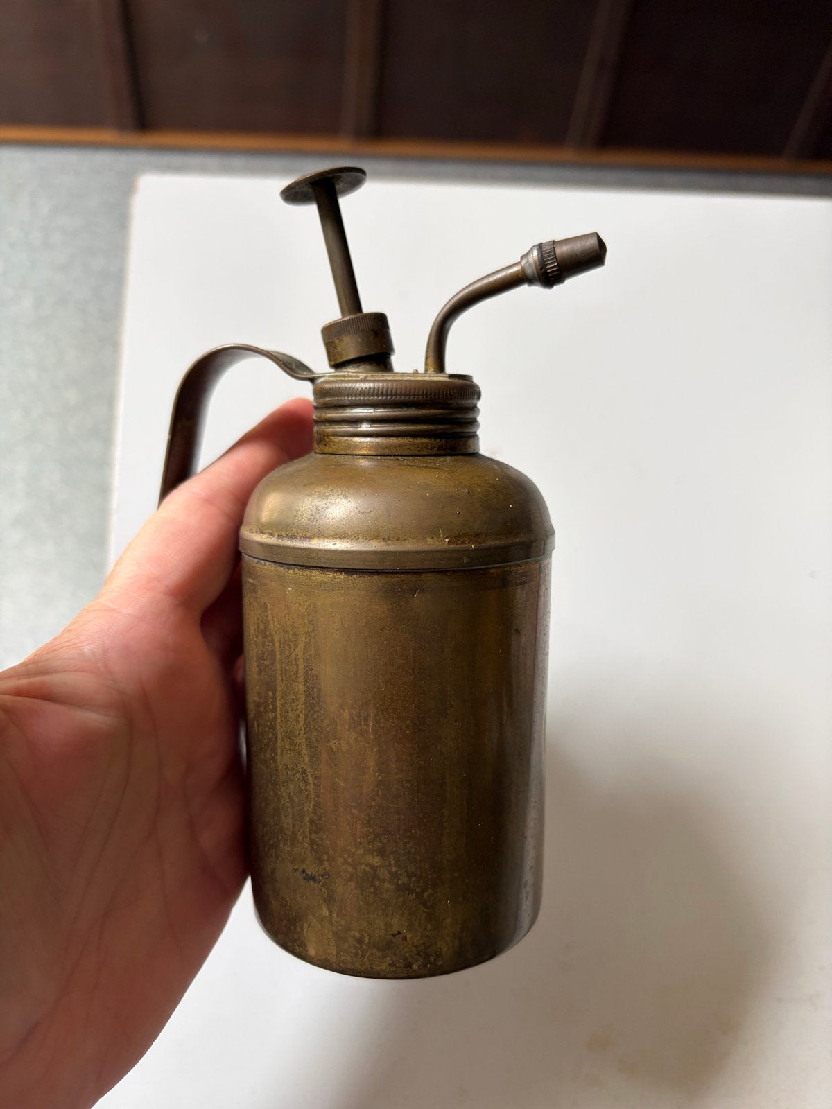 Vintage koperen oliespuit - Antieke oliekan, Ophalen of Verzenden