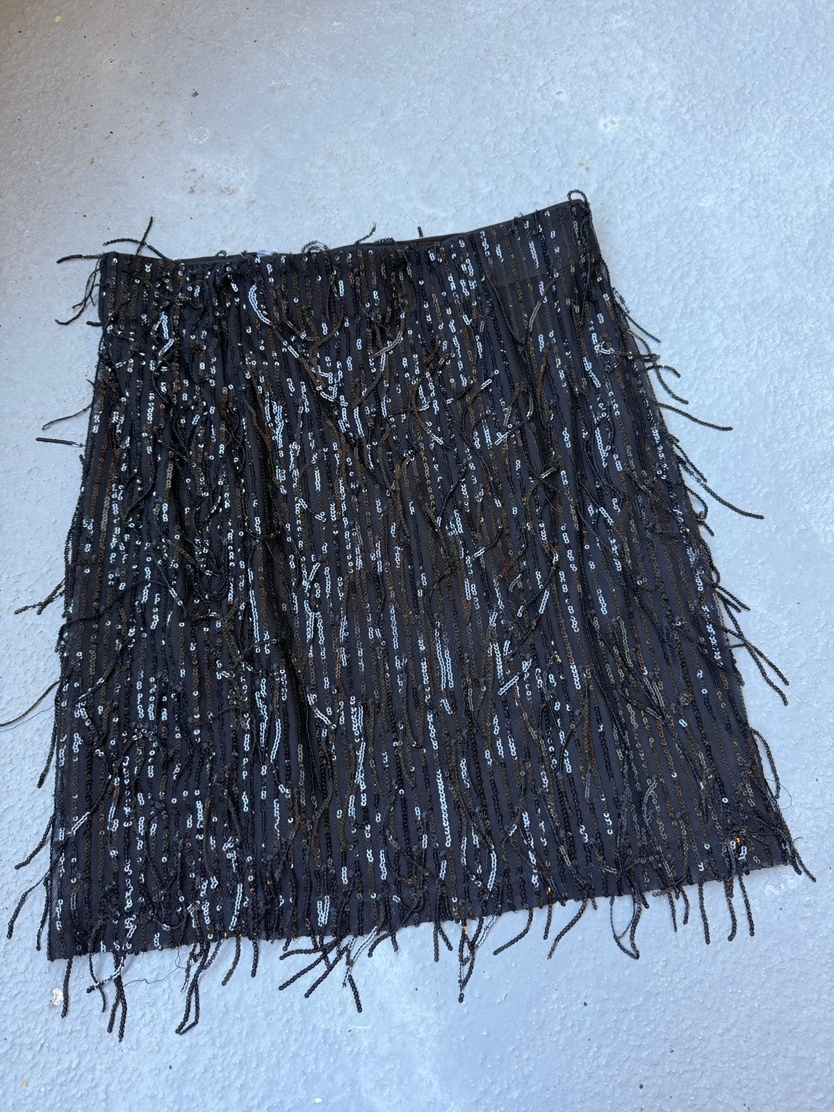 Zwarte paillettenrok met franjes maat m, Maat 38/40 (M), Verzenden, Zwart, Zo goed als nieuw