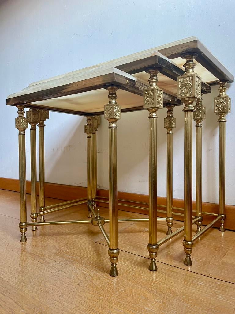 Vintage barok marmer bijzettafels, Huis en Inrichting, Tafels | Bijzettafels, Ophalen, Gebruikt, Rond, Minder dan 55 cm
