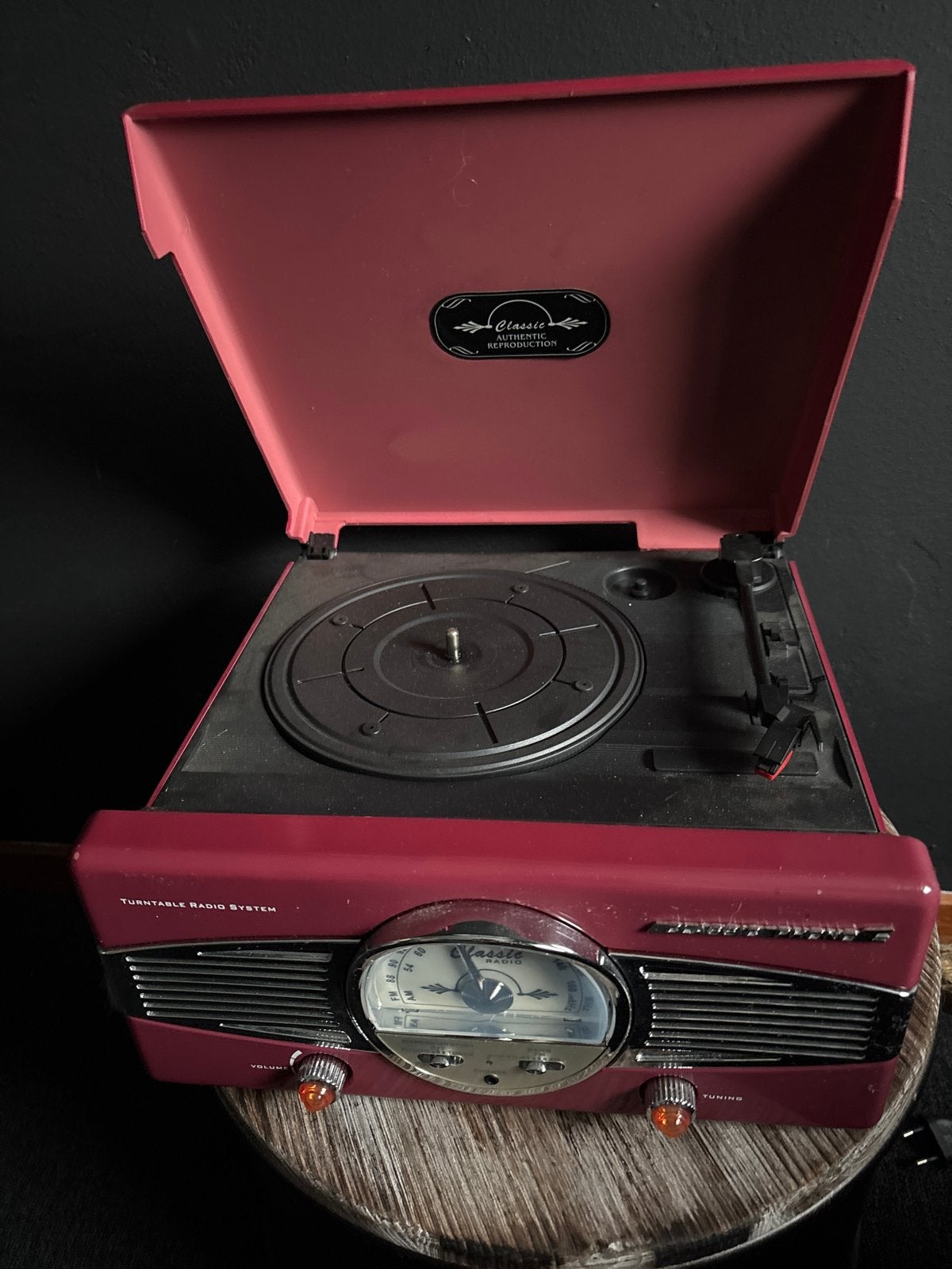 Vintage Stijl Platenspeler met Radio rood, Ophalen, Gebruikt, Platenspeler, Overige merken