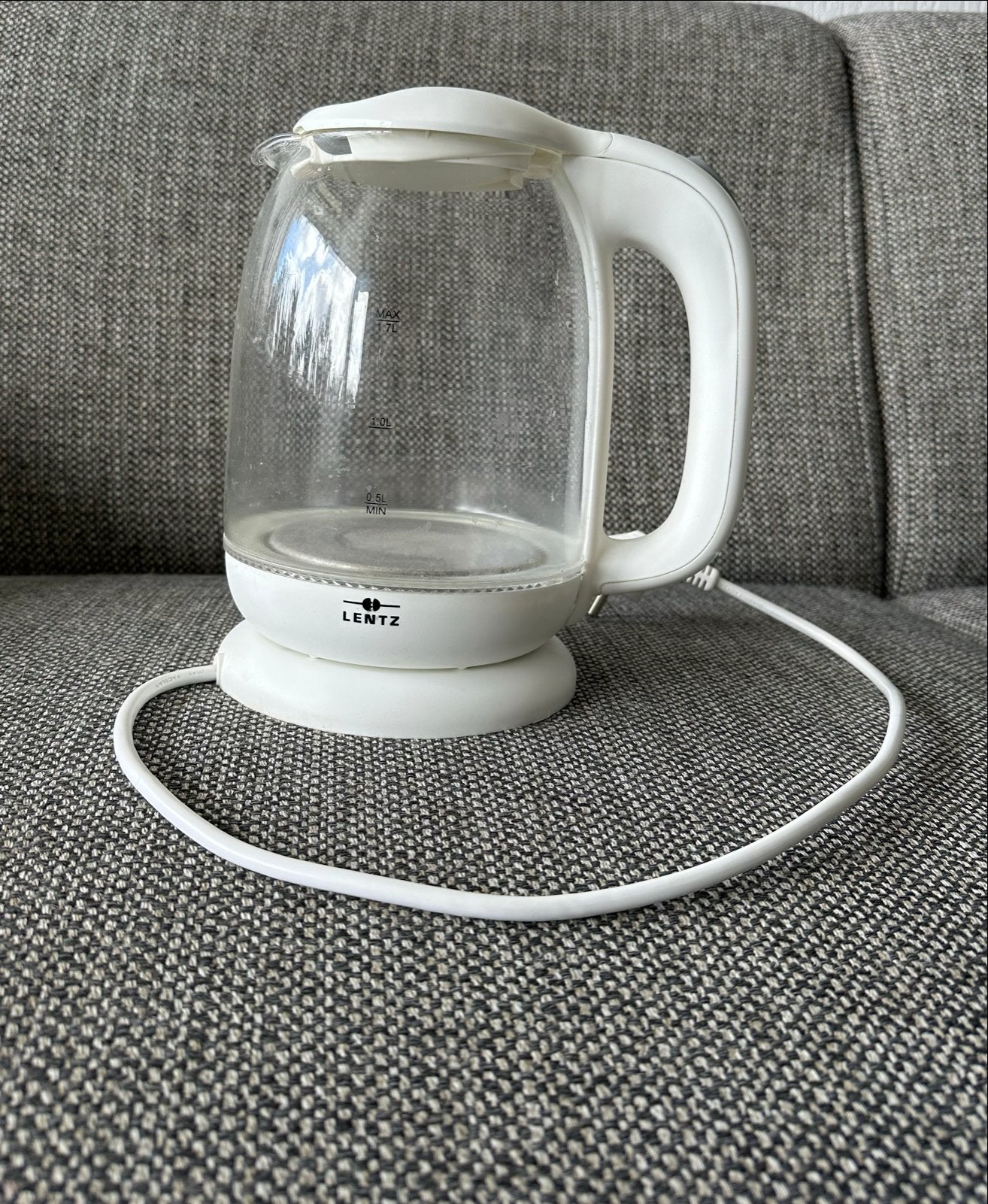 Lentz Waterkoker 1,7L met Blauw Licht - Zo Goed als Nieuw, 1 tot 2 liter, Ophalen of Verzenden, Zo goed als nieuw, Draadloos