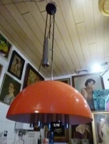 vintage Harvey Guzzini space age katrol lamp, Ophalen, E14 (klein), Zo goed als nieuw, Space age